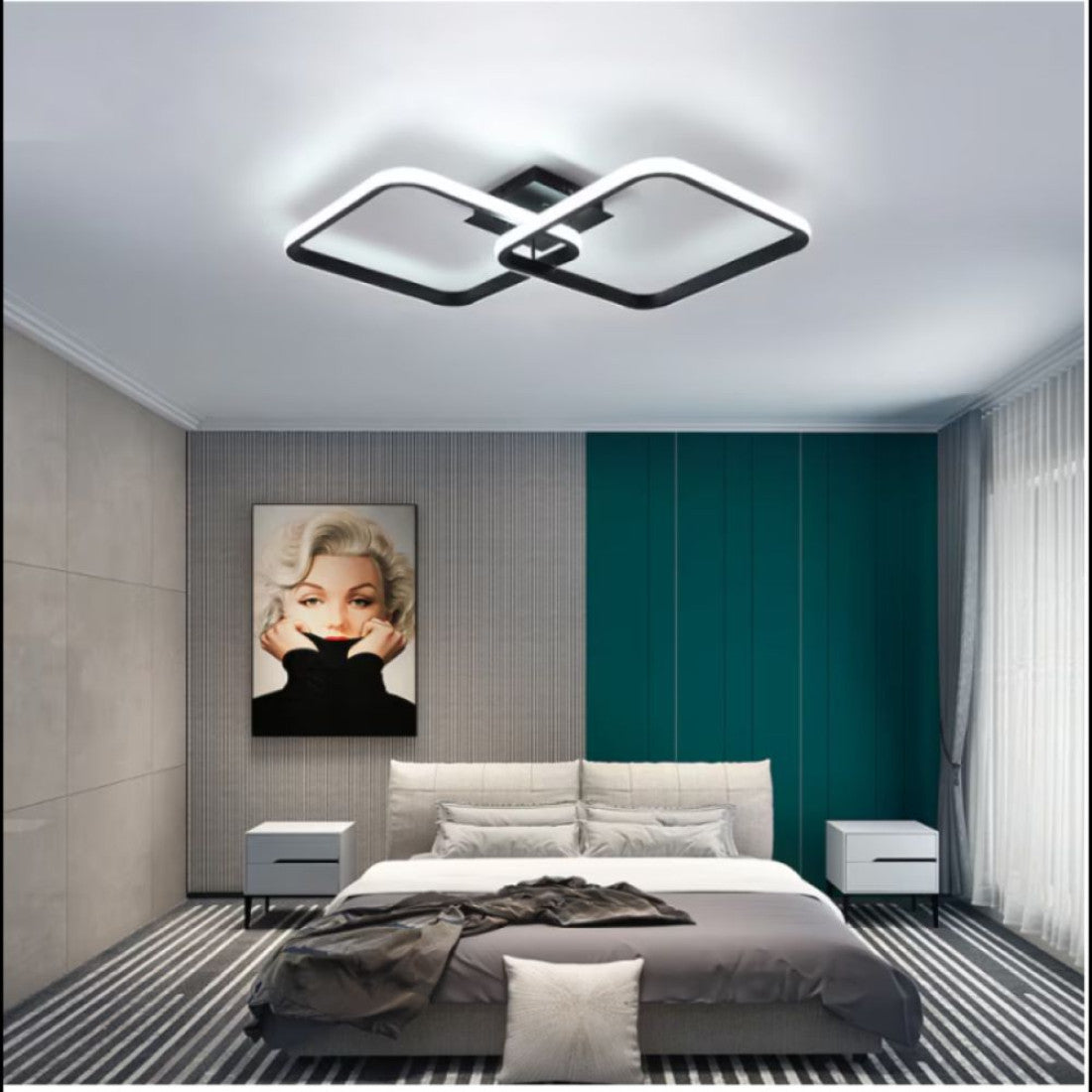 Lustra Patrat LED Negru